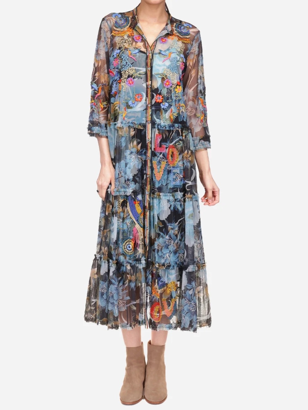 Johnny was Mazzy Ruffle Tiered Dress (Slip) Size Small NWT